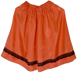 J03 Jupe orange brillante liseret dentelle noire