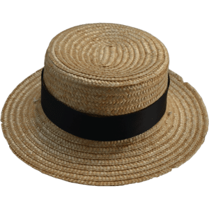 C01 Chapeau Canotier Paille Ruban Noir